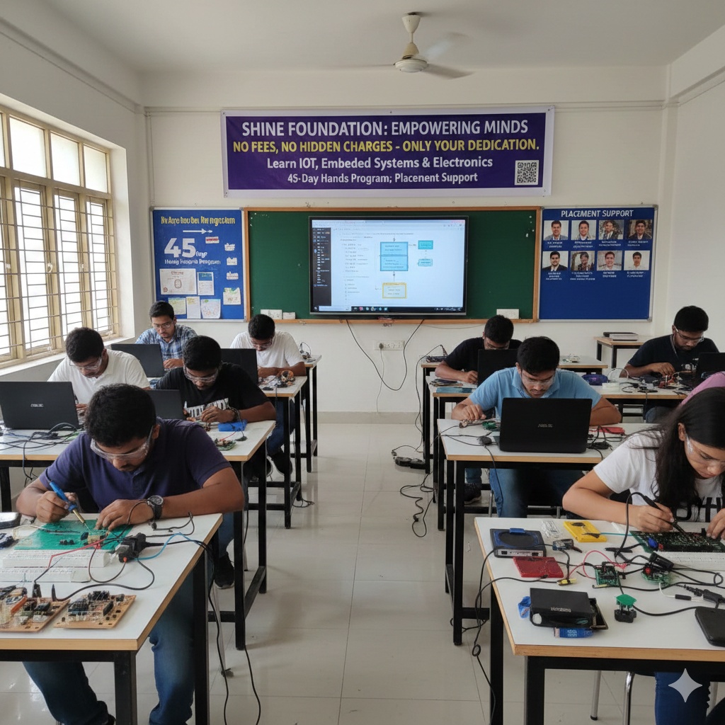 Students learning IoT concepts in classroom