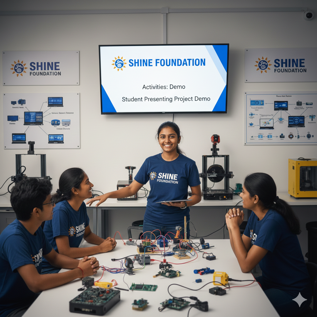 Student presenting project demo