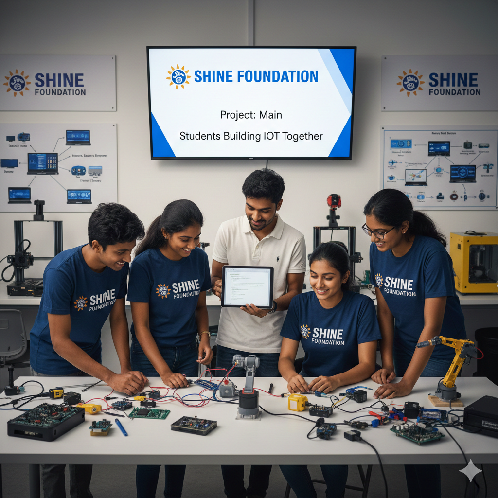 Students building IoT project together